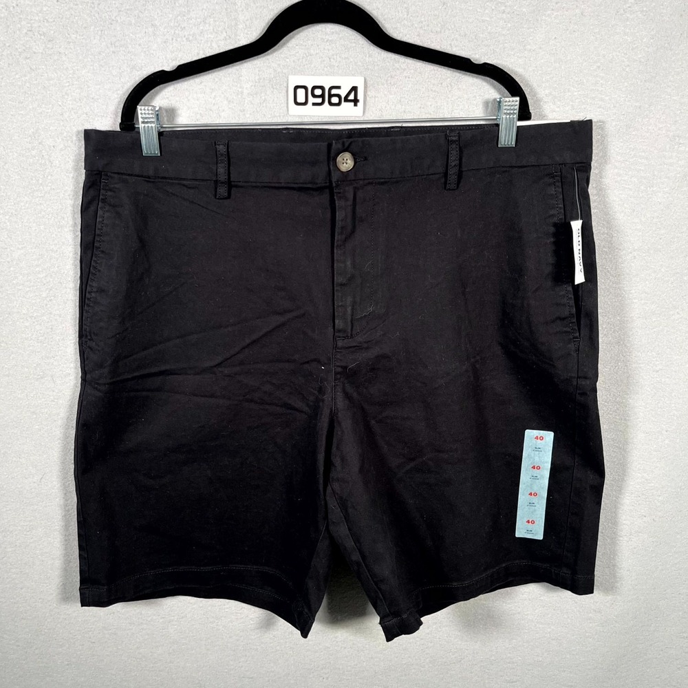 Old Navy Chino Shorts Mens 40 Black Denim Cotton Stretch Built In Flex Slim Fit